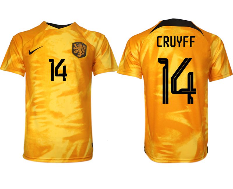 Men 2022 World Cup National Team Netherlands home aaa version yellow #14 Soccer Jersey->->Soccer Country Jersey